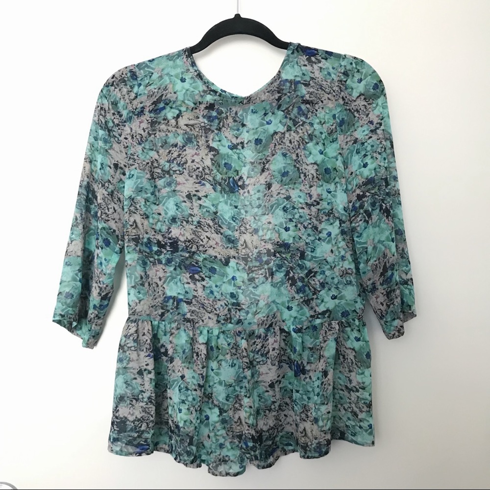 Petticoat alley women’s blue green floral top size M